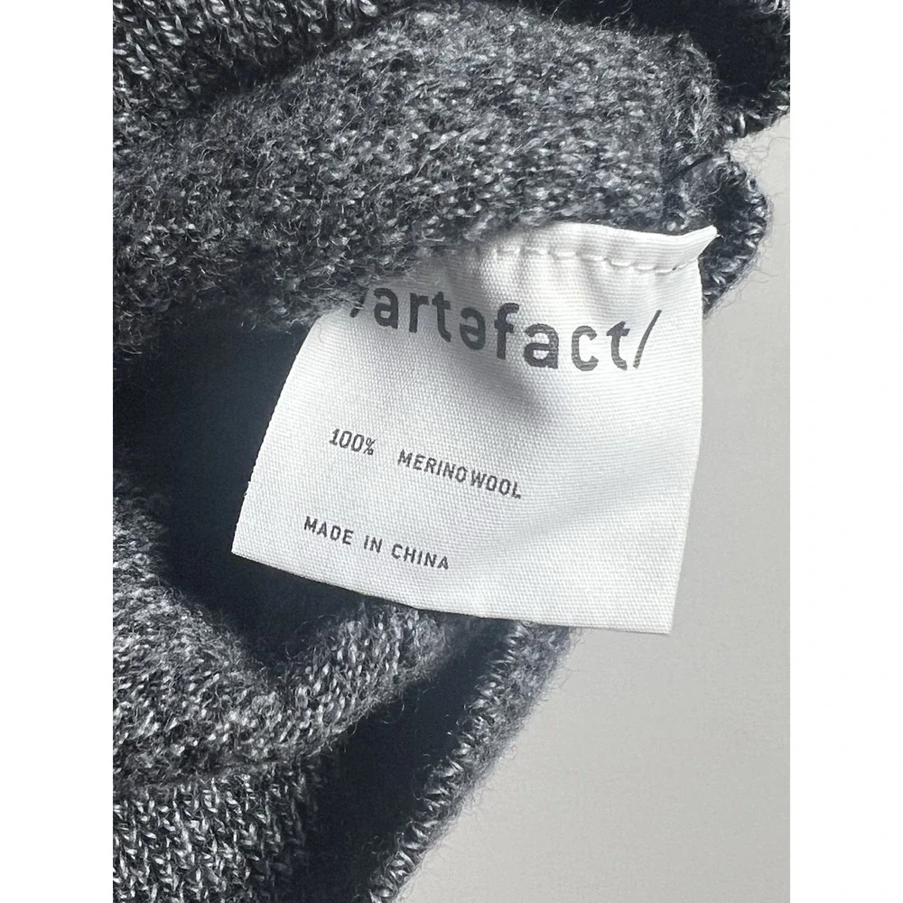 Artifact Gray Merino Wool Knit 1/4 Zip Mock Neck Pullover Sweater Men's Large